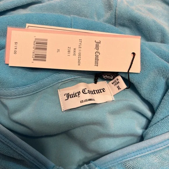 JUICY COUTURE Big Bling Terry Track Suit Jacket and Shorts in Wave Size XL NEW - Picture 16 of 17